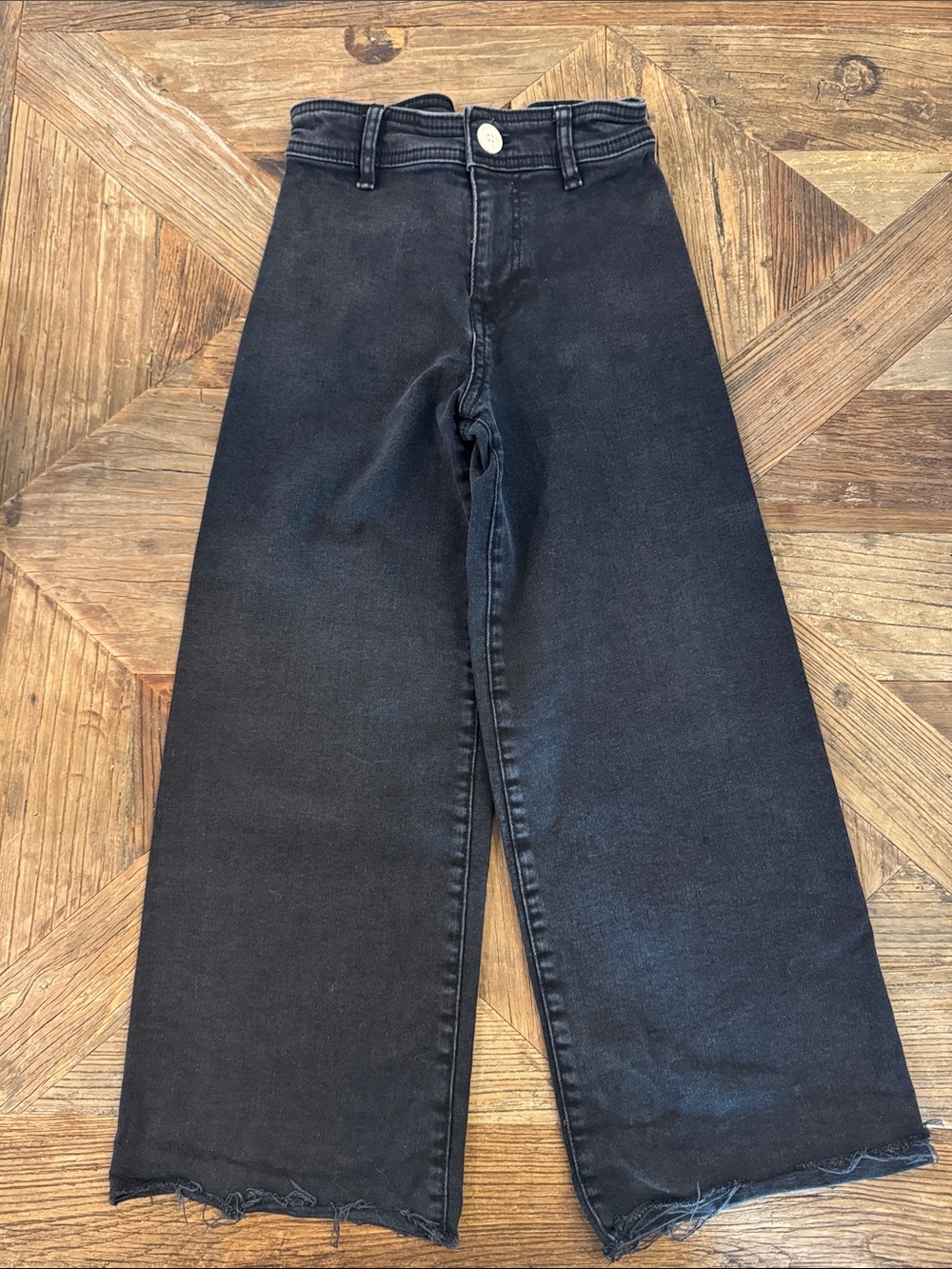 Zara Girls Black wide leg Jeans with adjustable waist